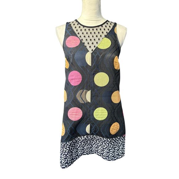 Anthropologie / Maeve Tilde Mod 60s Polka Dot Metallic Shift Dress - XSP - Picture 2 of 10